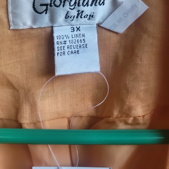 Giorgiana womans peach color shirtsleeve linen blouse with belt NWT - Picture 3 of 3